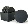thumbnail image 1 of Dacasso Black Leatherette 10 Round Coaster Set with Holder, 1 of 1