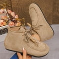 thumbnail image 5 of Willtoo Flat boots for Women Faux Suede Lace Up Ankle Boots Wide Round Toe Retro Style Street Footwear Flat Ankle Booties Khaki, 5 of 6