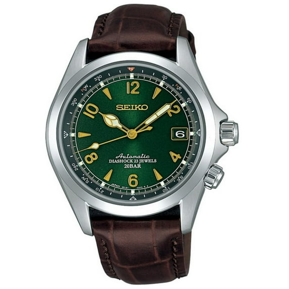 Seiko Men's Mechanical Alpinist Dashock 23 Jewels Automatic Leather Watch SARB017