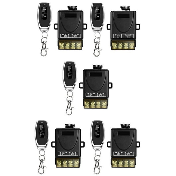 5X Interruptor de Control Remoto de Bomba de Agua de 433 MHz 220 V, MóDulo Receptor de 1 Canal 30A, Transmisor RF Inalámbrico de Encendido / Apagado para Luz LED