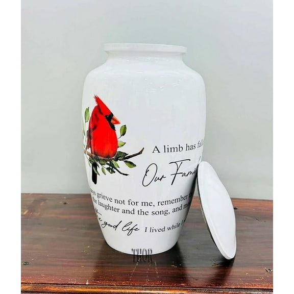 Northern cardinal Bird Cremation Urn | Human Ashes Adult Memorial urn, Burial, Funeral Cremation Urns | 10" (Large Adult)