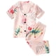 thumbnail image 1 of Odeerbi 1-8 Años Niños Niñas Pijama de Verano de Satén Con Solapa de Muesca Camisas de Manga Corta Pantalones Conjunto de Pijama Con Estampado Floral Suave, 1 of 9