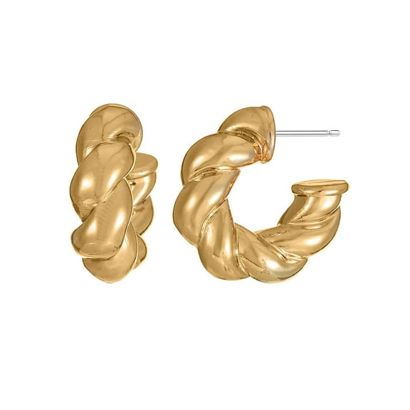 Time and Tru Women's Chunky Goldtone Twist Hoop Earring