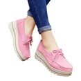 thumbnail image 2 of hopeusnice Women's Suede Loafers Slip On Wedge Platform Shoes Comfortable Breathable Bowknot Tassel Flatform Walking Shoes Pink 43, 2 of 9