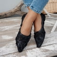 thumbnail image 6 of Miluxas Womens Flats Flower Embroideried Lace Ballet Flats Pointed Toe Comfortable Dress Shoes for Women Black 6(37), 6 of 8
