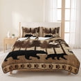 thumbnail image 3 of Quilts Twin Size Bedding Set, Vintage Bear Silhouettes Lightweight Quilted Comforter, Rustic Brown Wildlife Forest Soft Reversible Bedspread Coverlet with Pillow Covers for All Season, 68" x 86", 3 of 9