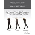 thumbnail image 2 of MeMoi Women's Twin Rib Opaque Nylon Control Top Tights - Womens - Female (Medium/Large, Black), 2 of 12