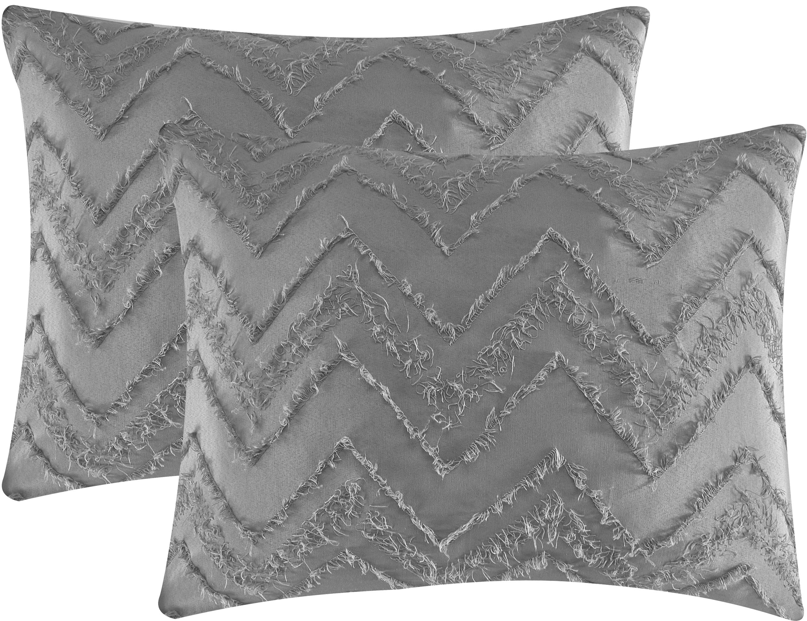 Lanco Chevron Shabby Chic 7 Piece Comforter Set Grey, Bed Size King, 100% Polyester Fill