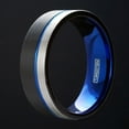 thumbnail image 5 of Men's Wedding Band Ring 6mm Black Silver Blue Stripe - Wedding Rings for Men and Women, 5 of 5