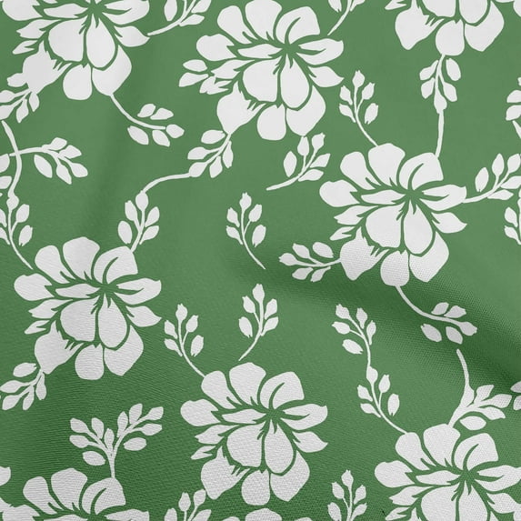 oneOone Cotton Poplin Green Fabric Jacobean Floral Silhouette Sewing Material Print Fabric By The Yard 56 Inch Wide