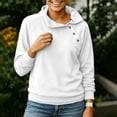 thumbnail image 2 of Sevevn Women's Asymmetric Button Cowl Neck Sweatshirt Raglan Long Sleeve Soft Pullover Casual Loose Fit Top White S, 2 of 5
