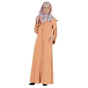 Bimba Islamic Clothes For Women Long Dress With Printed Hijab/Scarf Rayon Abaya Maxi Front Button Muslim Dress