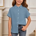 thumbnail image 2 of Zhanqunnn Girls Classic Button Down Shirt Casual Comfort Everyday Wear Kids, Size 7-8 Years, 2 of 4