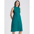 thumbnail image 2 of Moomaya Womens Solid Cotton Midi Dress, Sleeveless Summer Dress With Buttoned Closure, 2 of 8