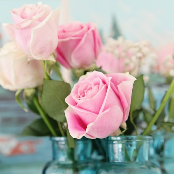 "Pink Roses" Painting Print on Wrapped Canvas