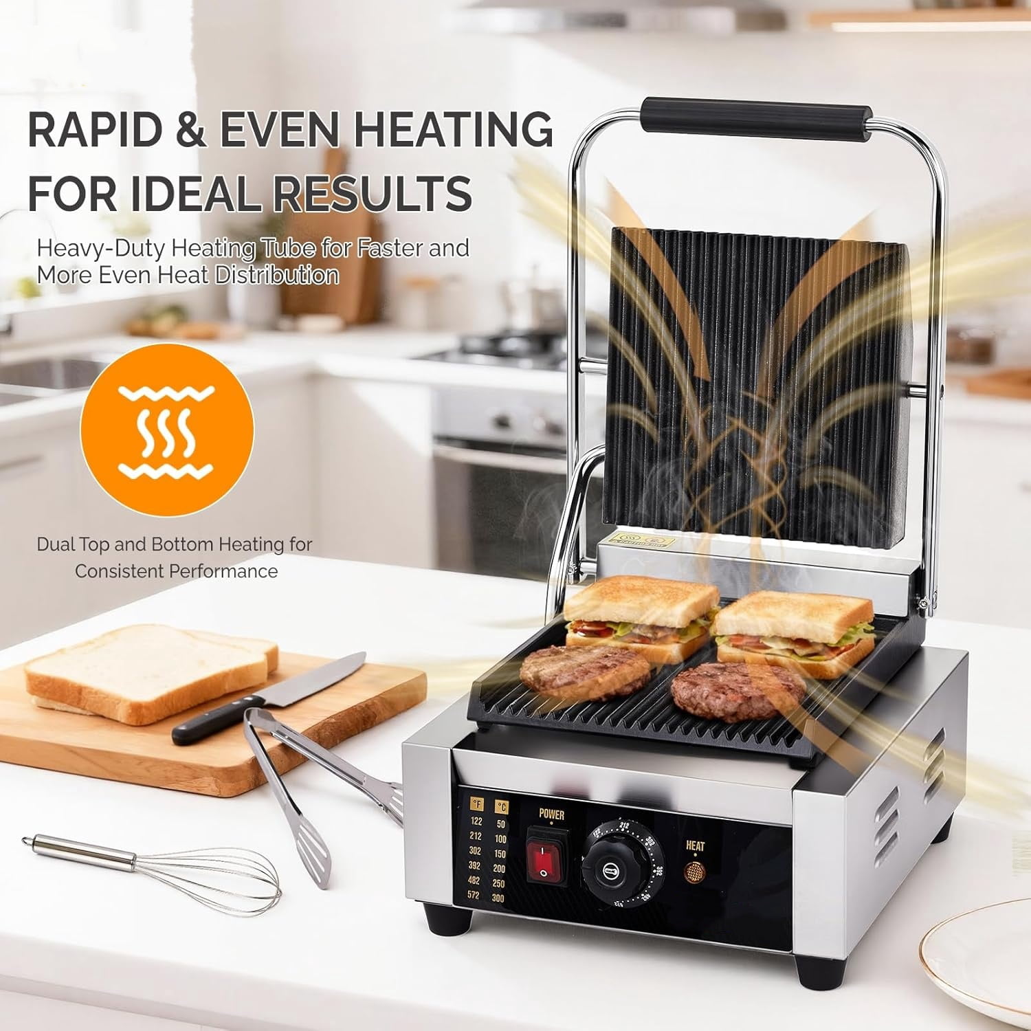 Ktaxon Panini Press Grill, 1800W Stainless Steel Electric Sandwich