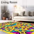 thumbnail image 2 of ODIKA 5'x7' Machine Washable Non-Slip Area Rug, Dragonfly Whimsy with Swirling Petal Motifs and Artistic Flourish High Traffic Rug, Yellow, 620515, 2 of 7
