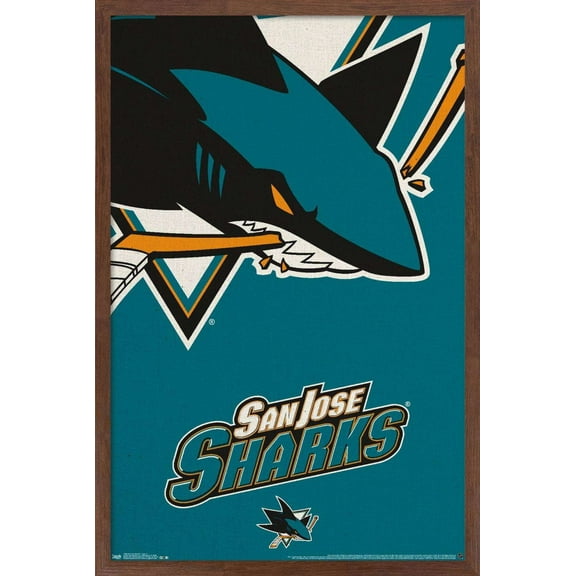 NHL San Jose Sharks - Logo 14 Wall Poster, 14.725" x 22.375", Framed