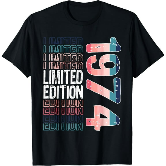 Limited Edition Vintage 1974 Retro Birthday T-ShirtMen and women, Black T-shirt, size: Extra large S-4XL