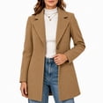 thumbnail image 2 of Women Coat Winter Casual Long Sleeve Solid Color Button Front Lapel Coat with Pockets Soft Loose Fit Cozy Outerwear for Office Wear, 2 of 7