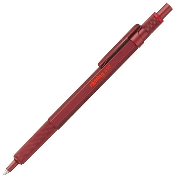 Bolígrafo RoTring 600 de punta media, tinta negra, barril rojo