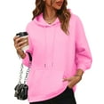 thumbnail image 4 of KDDYLITQ Hoodies for Women Y2k Long Sleeve Sweatshirts Fleece Drawstring Comfy Clothes Fashion Fall Loose Fit Sweatshirt with Pocket Pink XL, 4 of 5