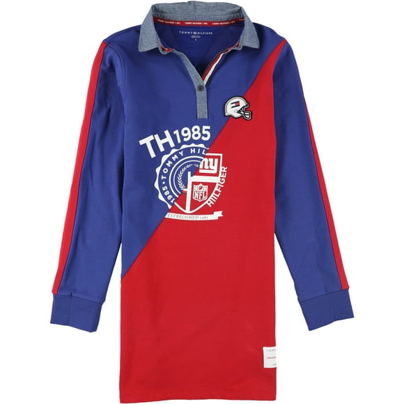 Tommy Hilfiger Womens NY Giants Polo Dress, Blue, Small