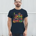thumbnail image 3 of Tee Hunt Dean Russo Peace Love Music T-Shirt Guitar Happy Good Vibe Men's Tee, Navy Blue, Large, 3 of 5