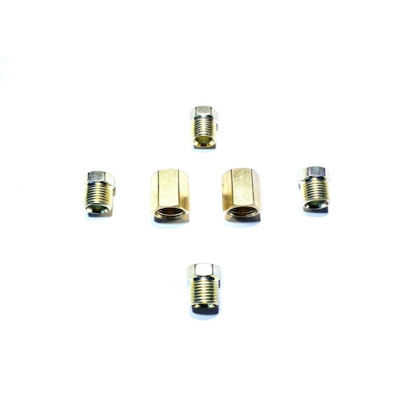 The Stop Shop 1/4 Inch Brake Line Inverted Flare Fittings and Unions, 7/16 inch-24 Threads Used with 1/4 Inch Brake Line (Pack of 6)