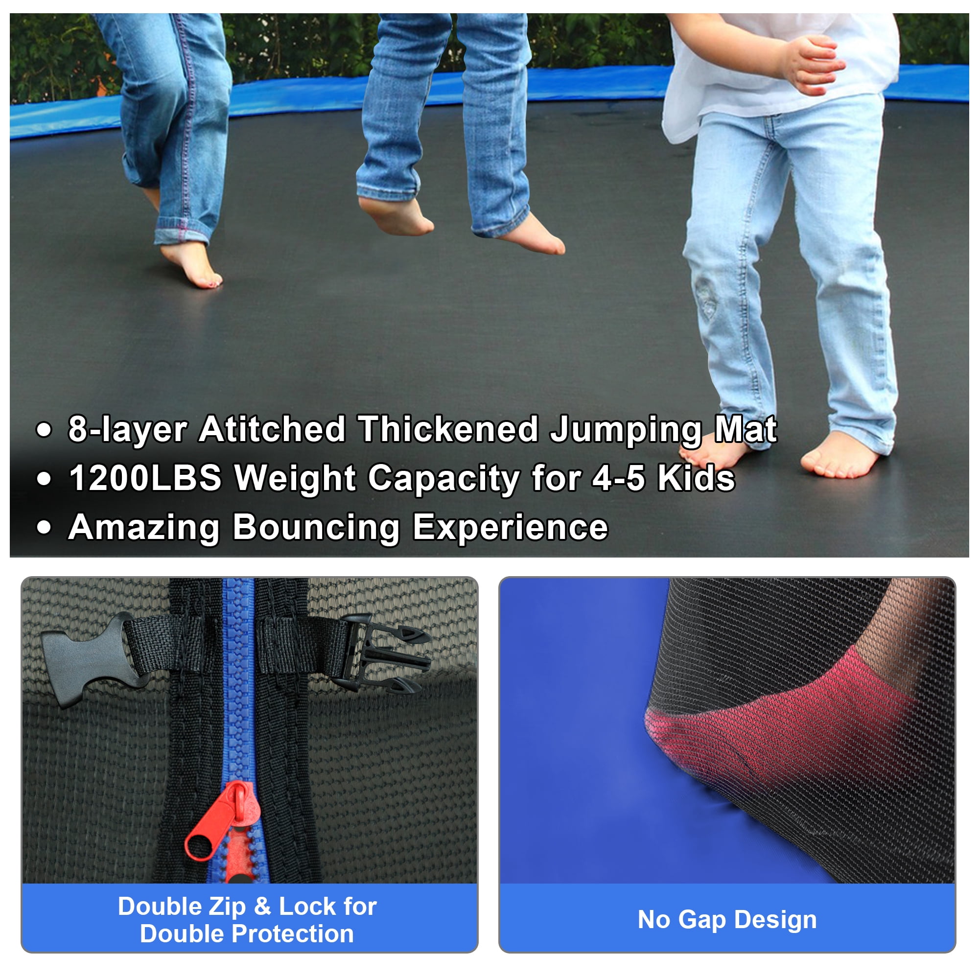 Jump Into Fun Trampoline 12FT 8 10 14 15 16FT Outdoor Trampoline for Kids and Adults with Enclosure and Basketball Hoop, 1200LBS Weight Capacity for 4-5 Adults and Kids, Easy Assembly
