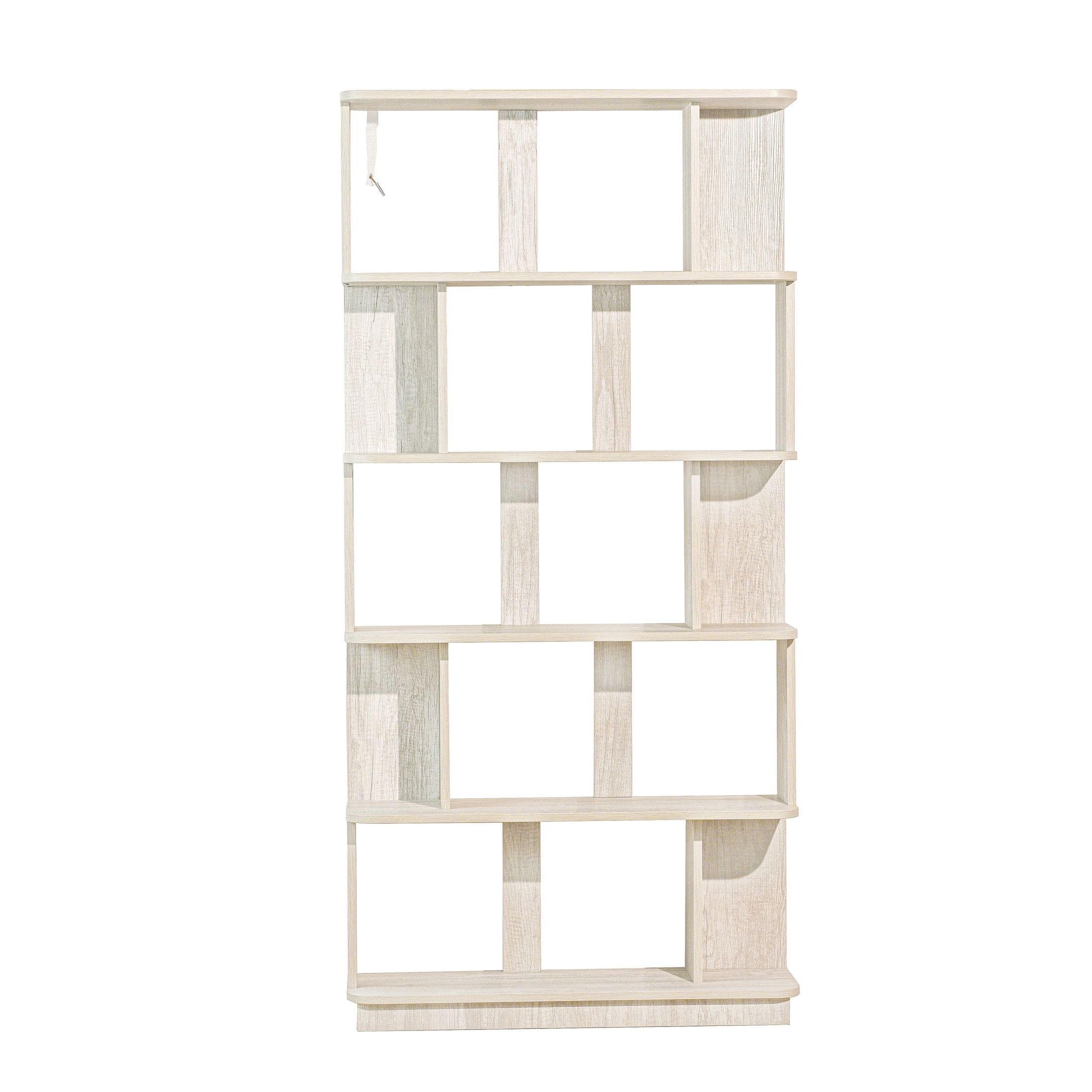 GDF Studio Derwin Modern 5-Tier Open Storage Bookcase, Wooden Media Bookshelf Organizer for Home Office, Light Gray