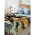 thumbnail image 4 of Palm Tree King Size Flat Sheet, Wrinkleproof & Fadeproof Cooling Flat Bed Sheet Only, Retro Summer Botanical Tropical Plant Leaves Breathable Soft Bedding Top Sheets 105 x 98 Inches, 4 of 8
