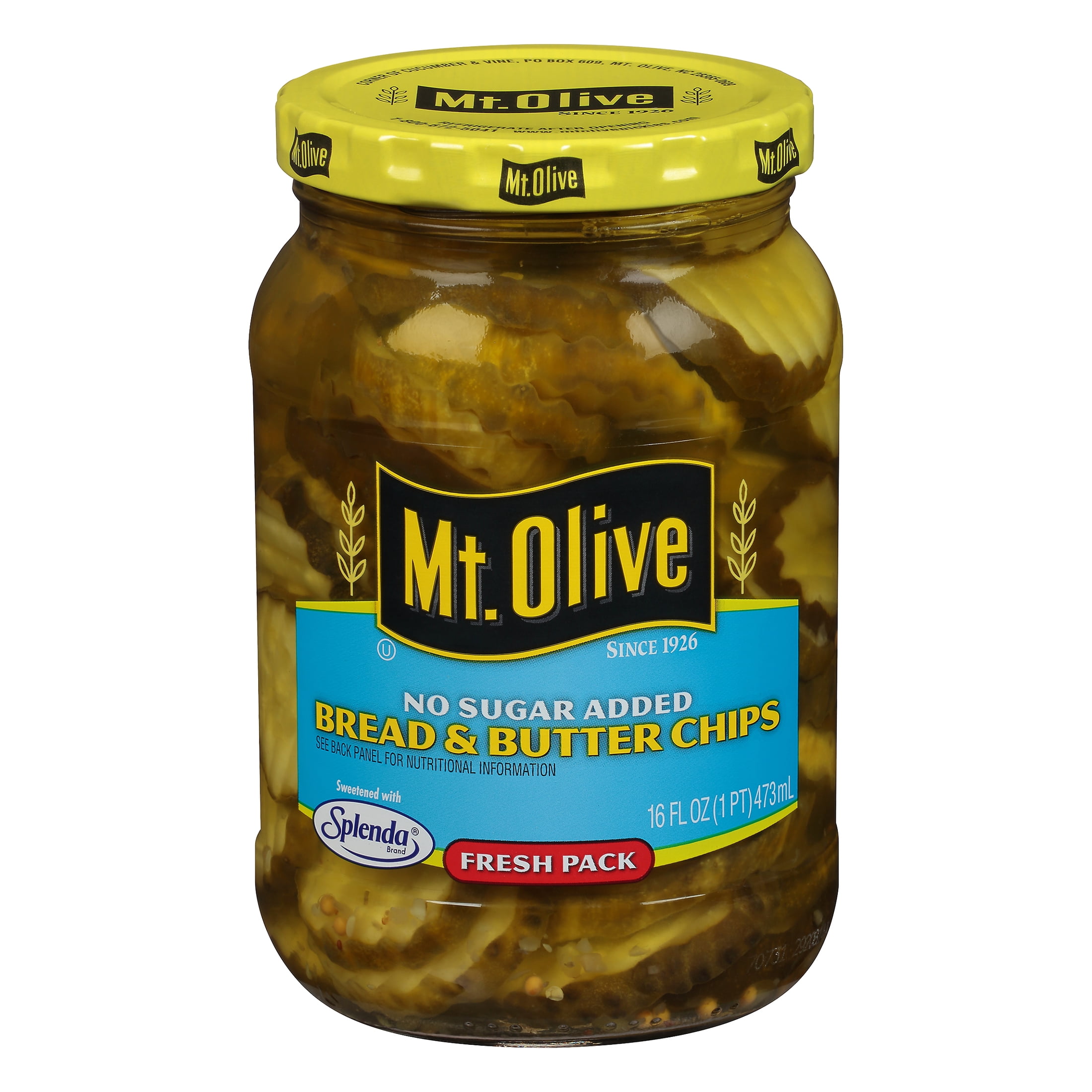 Mt Olive No Sugar Added Bread Butter Pickle Chips 16 Fl Oz Jar Walmart Com