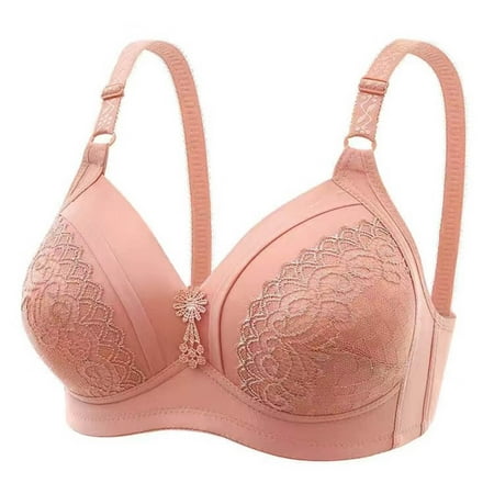 Ramiter Plus Size Lingerie Shockproof Bras Running Woman Dry Quick Underwear Size Fitness Large with String 44 Pink
