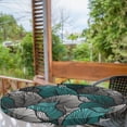 thumbnail image 2 of Ambesonne Tropical Fitted Round Tablecloth, Line Exotic Leaves Boho, 56"- 60" Diameter, Turquoise Charcoal Grey, 2 of 5