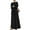 Black, variant on ZANZEA Womens Dresses Party Crew Neck Long Sleeve Pleated Side Slit Dress