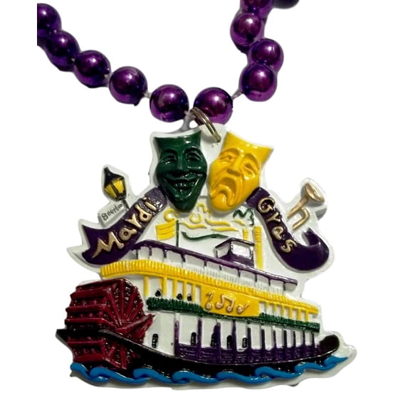 Steamboat Comedy Tragedy Masks Mardi Gras Beads Party Favor Necklace