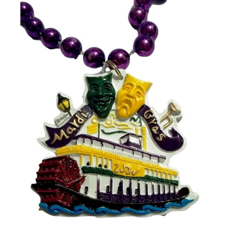 Steamboat Comedy Tragedy Masks Mardi Gras Beads Party Favor Necklace