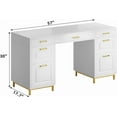 thumbnail image 5 of DreamCurship 57" Computer Desk with Storage, White and Gold with 7 Drawers, Executive Desk with File Drawers, Home Office Desk for Home Office, White and Gold, 5 of 6