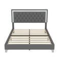 thumbnail image 5 of Tcbosik Upholstered Bed Frame with LED Lights and Tufted Headboard, Queen Size Platform Bed, No Box Spring Needed, Easy Assembly, Gray, 5 of 6