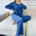 thumbnail image 6 of HAiming Women's 2 Piece Lounge Sets Solid Long Sleeve Crewneck Tops and Pants Oufits Casual Comfort Pajamas Homewear, 6 of 7