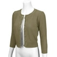 thumbnail image 2 of YEMAK Women's Crewneck Button Down 3/4 Sleeve Cropped Knit Cardigan Sweater MK3514, 2 of 11