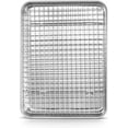 thumbnail image 1 of shiyou-12.5 Inch Baking Pan with Rack Set, Quarter Stainless Steel Toaster Oven Tray with Cooling Rack for Cookies/Meats/Bacon, Heavy Duty & Commercial Grade, Mirror Finish & Dishwasher Safe, 1 of 4