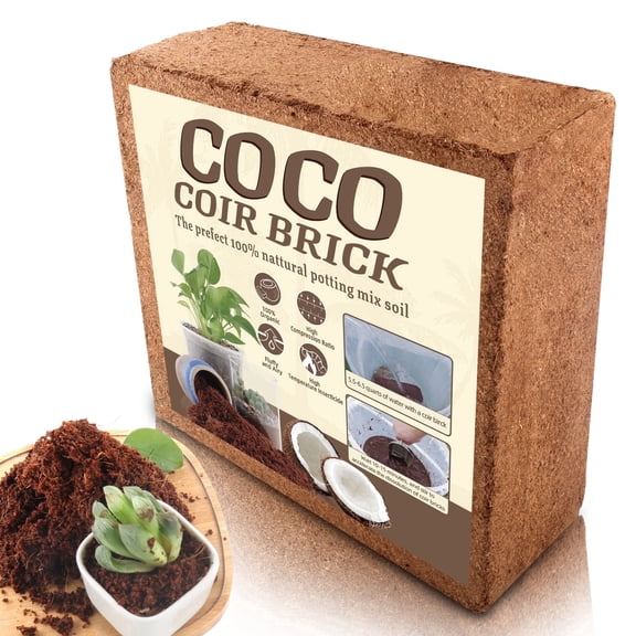 Avalution 10 lbs Big Coco Coir Brick for Plants, 100% Natural Organic Compressed Coconut Fiber Soil, High Nutrition Low EC PH Balanced for Herbs