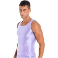thumbnail image 5 of ZDHoor Mens Glossy Smooth Tank Top Stretchy Sleeveless Gym Workout Vest Tops Purple XL, 5 of 7