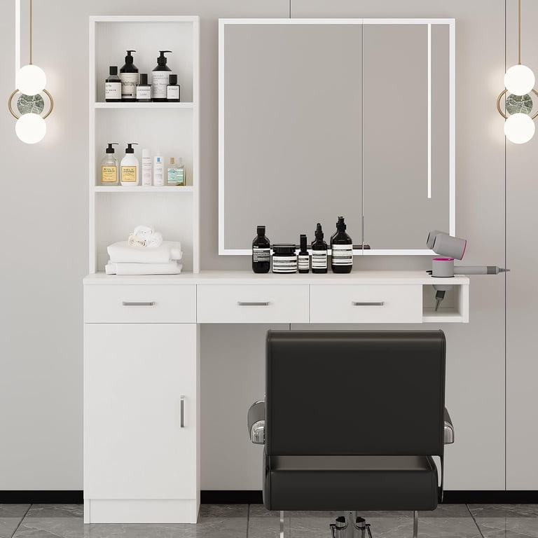 DreamCurship Wall Mount Salon Stations, Barber Station with 3 Hair