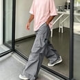 thumbnail image 2 of Men Wide Leg Cargo Jogger Pants Multi Storage Pockets Breathable Sports Workout Pants S-XXL, 2 of 8