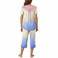 thumbnail image 5 of Jamicy Soft Pajamas Womens Tie Dye Printed Button Draped Crew Neck Short Sleeve Top Pocket Sports Capris Comfortable Woemn's Pajama Set, 5 of 6