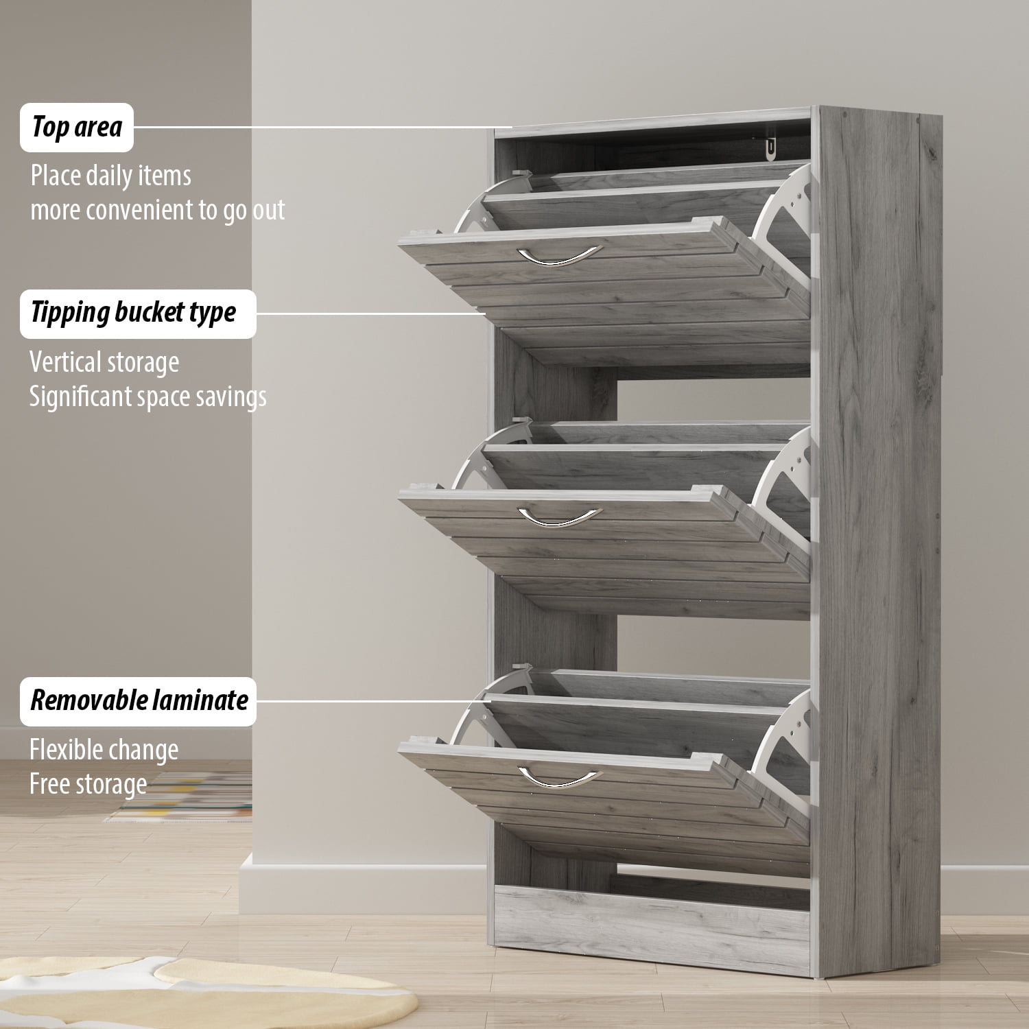 ITY Shoe Hub '3-Tier' Shoe Rack (Brown)