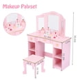 thumbnail image 2 of Bingirl Vanity Set with Mirror Storage Drawers Wooden Accessories and Stool, 2 of 7